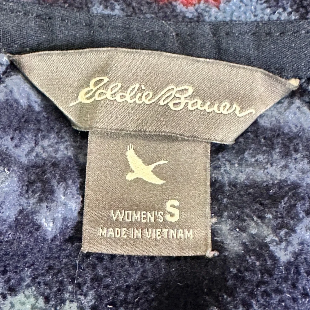 EDDIE BAUER Small Womens Fleece Quarter Zip Pullover Southwestern Geometric Blue